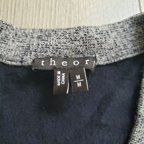 Theory Sweater Men's M Navy Blue V Neck Wool Classic Lightweight Fitted Minimal - Picture 3 of 8